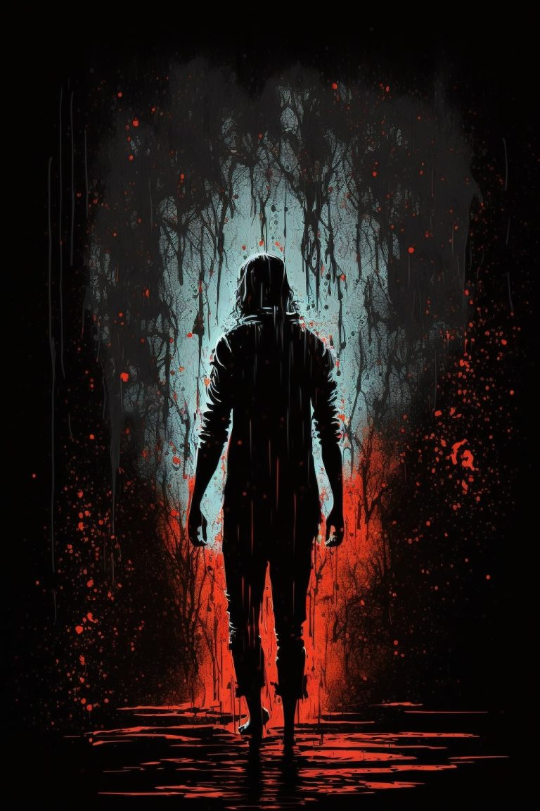 person walking in blood of rain